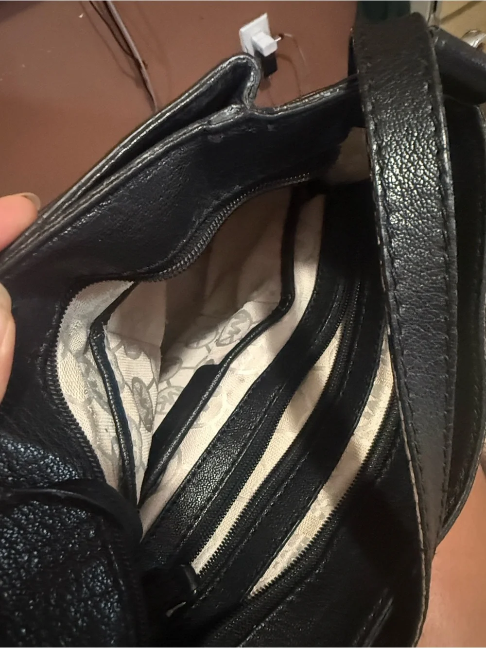 Michael Kors Black Leather Shoulder Bag with Silver Hardware